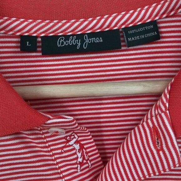 Bobby Jones Mens L Stripe Golf Polo Shirt in Sunrise NWT - Picture 2 of 9